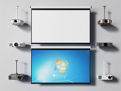 Modern Projector Projection Curtain 3d model