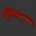 Red Lobster 3D Model With Detailed Claws And Segmented Body On Dark Background