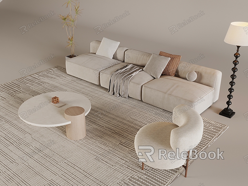 French Cream Sofa Coffee Table Cream Coffee Table Round Table Fabric Backrest Sofa Chair Solid Wood Sofa model