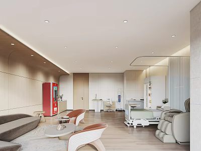 Modern Hospital Outpatient Clinic Interior With Comfortable Waiting Seats And Medical Equipment 3d model
