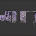 Vintage Architectural Building Models With Detailed Facades And Window Frames