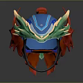 Dragon Inspired Helmet For Game Movie Character With Blue Green Red Ornate Shiny Design