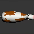 Cartoon Cow With White Brown Spots Black Horns Pink Nose Blue Eyes On Black Background