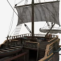 Detailed Historical Sailing Ship Model With Classic Sails And Wooden Hull