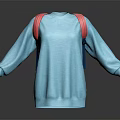 Light Blue Casual Sweater With Pink Shoulder Straps And Long Sleeves Fashion Design