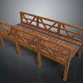 Wooden Bridge Structure With Railings Support Posts And Wooden Planks
