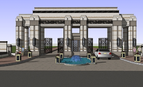 new chinese style gate 3d model