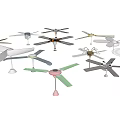 Various Air Conditioner Fan Blade Designs with Different Shapes and Colors