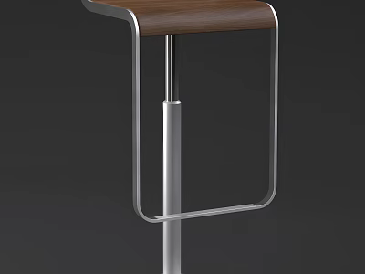 Modern Bar Stool With Wooden Seat And Sleek Metal Frame Design 3d model