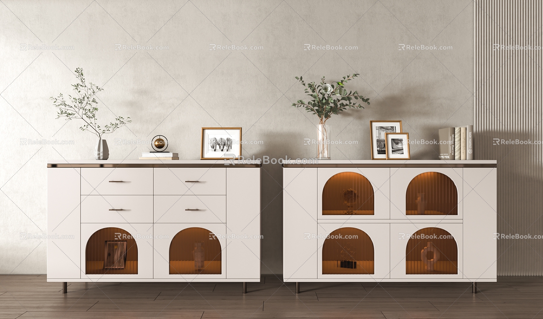 Modern Sideboard Low Cabinet Five-drawer Cabinet 3d model