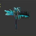 Minecraft 3D Model Blue Glowing Axe With Detailed Design And Effects