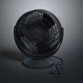 Black Circular Electric Fan With Stable Base And Power Cord 3d model