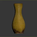 Handcrafted Sculpted Vase Yellow Textured Ceramic Artistic Decorative Piece with Intricate Design