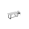 Modern Dining Table and Chair Set with Marble Top and Black Curved Backrest Chairs