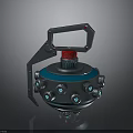 Industrial Metal Mechanical Device With Red Spiral Top Circular Knobs And Base Bolts