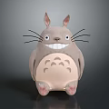 Gray Cartoon Character Creature With Big Ears Smiling Face Crescent Belly And Pink Paws