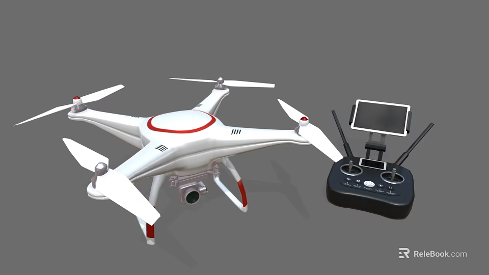 Smart Drone With Remote Controller And Camera For Aerial Operations 3d model 