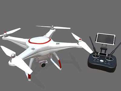 Smart Drone With Remote Controller And Camera For Aerial Operations 3d model