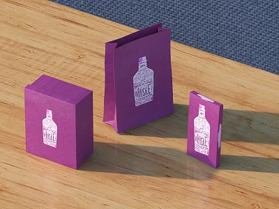 Purple Decorative Ornament Set with Bottle Pattern for Wooden Table Surface 3d model