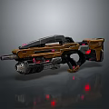 Futuristic Sci Fi Weapon Design With Brown Black Body And Red Glowing Elements