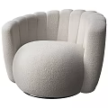White Plush Single Seater Sofa With Modern Curved Backrest And Rounded Shape 3d model