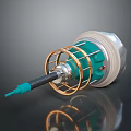 Mechanical Component With Green Body Golden Metal Ring White Top And Slender Black Rod