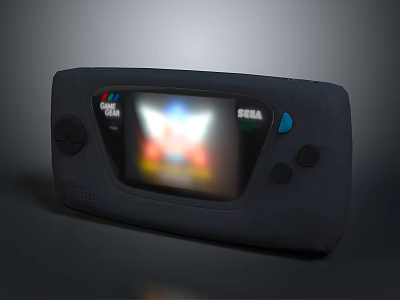 SEGA Vintage Handheld Gaming Console With Colorful Game Screen And Control Buttons 3d model