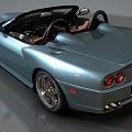 Blue Convertible Ferrari Sports Car With Brown Leather Seats And Shiny Exterior