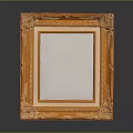 Ornate Golden Picture Frame With Intricate Carvings And Smooth Dark Surface