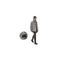 Woman In Gray Double Breasted Coat With Turtleneck Sweater Black Skirt And Boots