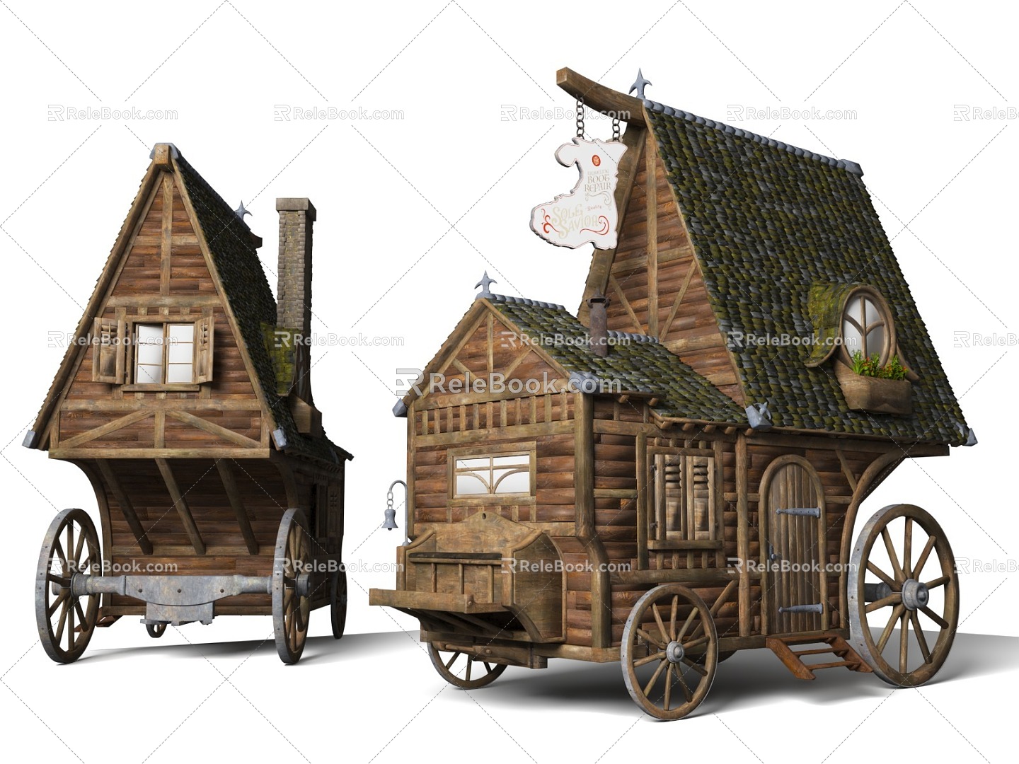 Mobile Wooden House Travel Vehicle Luxury Carriage European Carriage Cargo Carriage Baggage Carriage Carriage 3d model