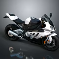 Sleek White And Black Sport Motorcycle With Streamlined Design And Windshield