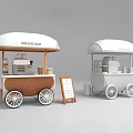 Mobile Food Cart Design With Brown And White Exterior And Signboard