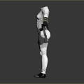 White Tactical Jumpsuit With Black Straps Waist Packs And Functional Design