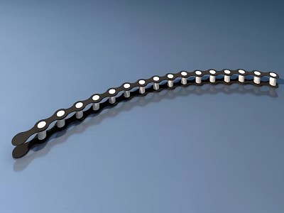 Curved Black Chain With White Nodes Reflective Surface On Blue Background 3d model