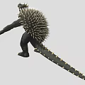 Black Reptile with Spiked Back Sharp Teeth and Clawed Feet 3D Render 3d model