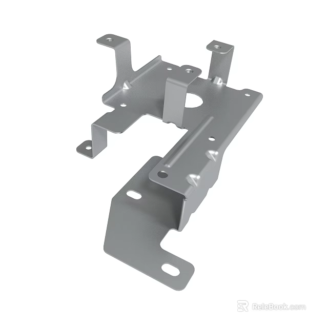 Industrial Metal Bracket With Multiple Mounting Holes And Support Structures 3d model