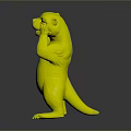 Cute Brown Beaver 3D Model Standing With Hands On Face And Surprised Expression
