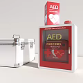 Medical Devices With First Aid Box And AED For Emergency Response 3d model