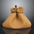 Brown Burlap Cloth Bag With Bow Design For Daily Storage Use 3d model