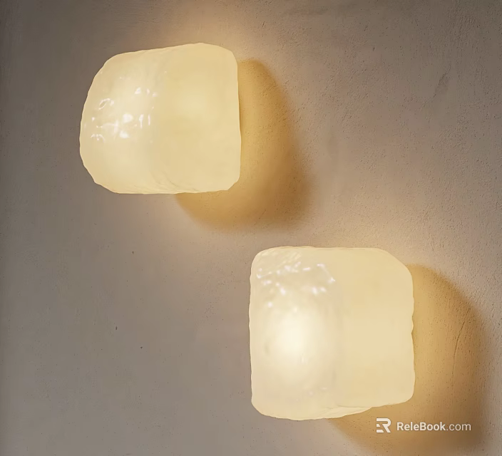 Square Textured Wall Sconces With Soft Warm White Light Mounted On Wall 3d model
