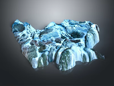 Wood and Stone Decorative Sculpture with Natural Waterfall Texture Design 3d model