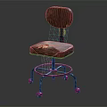 Classic Leather Office Chair With Round Backrest And Metal Base Rolling Wheels Design