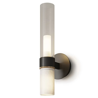 Modern Minimalist Wall Lamp with Black Metal Base and Transparent Glass Shade 3d model