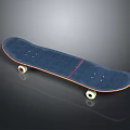Blue Skateboard With Red Stripe And White Wheels For Daily Use