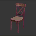 Wooden Dining Chair With Cross Back Design And Light Colored Padded Seat