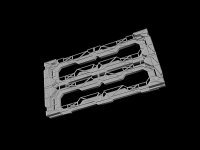 Gray Hollow Mechanical Frame With Multiple Slots And Structured Design Features 3d model