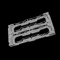 Gray Hollow Mechanical Frame With Multiple Slots And Structured Design Features 3d model