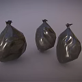 Three Silver Garbage Bags For Household Use With Tied Closure 3d model
