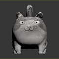 Gray Plush Cat Toy With Big Eyes And Curled Tail Design